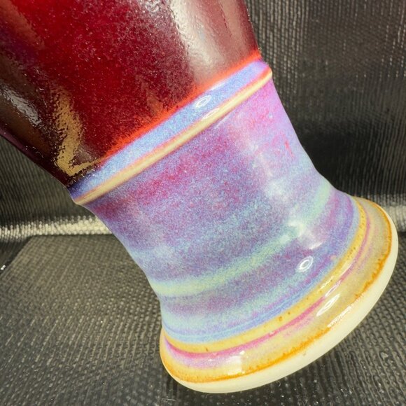 Hand Made Stoneware Tall Coffee Mug Cup Beer Cup Mug Artist Signed Vase Vessel - Picture 8 of 12